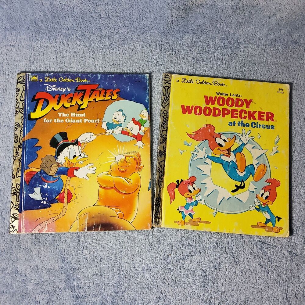 Lot 2 Vintage Little Golden Books Disney DuckTales Giant Pearl Woody Woodpecker